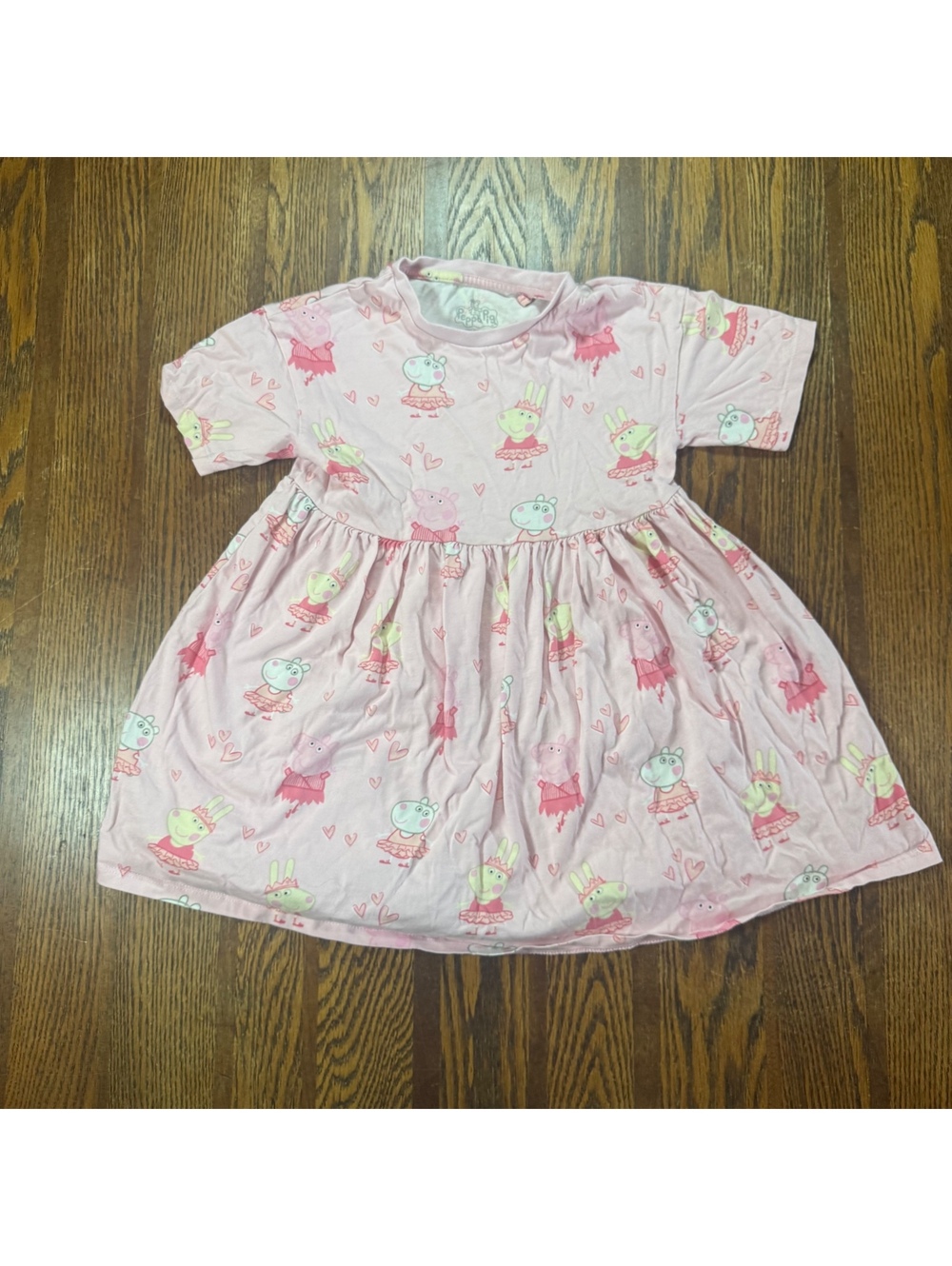 F&F Girls Pink Ballet Peppa Pig Short Sleeve Jersey Dress Toddler Girls Size 4/5